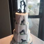 Farmer themed sillouete wedding cake, hidden reveal